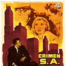 Cine: 'CRIMEN S.A.'.- SENCILLO.- MUY RARO.- REVERSO IMPRESO SALON NOVEDADES DE ORIHUELA (ALICANTE).. Lote 32653557