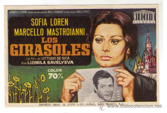 Cine: LOS GIRASOLES - SOFIA LOREN - 1970 - SIN PUBLICIDAD