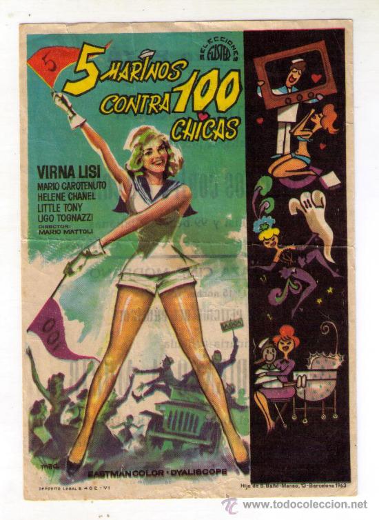Cine: 5 MARINOS CONTRA 100 CHICAS - VIRNA LISI - 1962 - PUBLICIDAD EN TERRAZA PAY&Aacute;