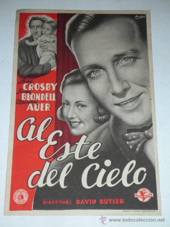 Cine: Programa de mano AL ESTE DEL CIELO con Bing Crosby y Joan Blondell - Foto 1