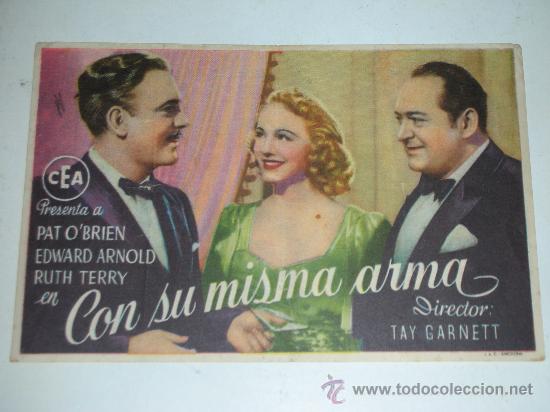 Cine: Programa de mano CON SU MISMA ARMA con Pat OBrian, Edward Arnold y Ruth Terry - Foto 1