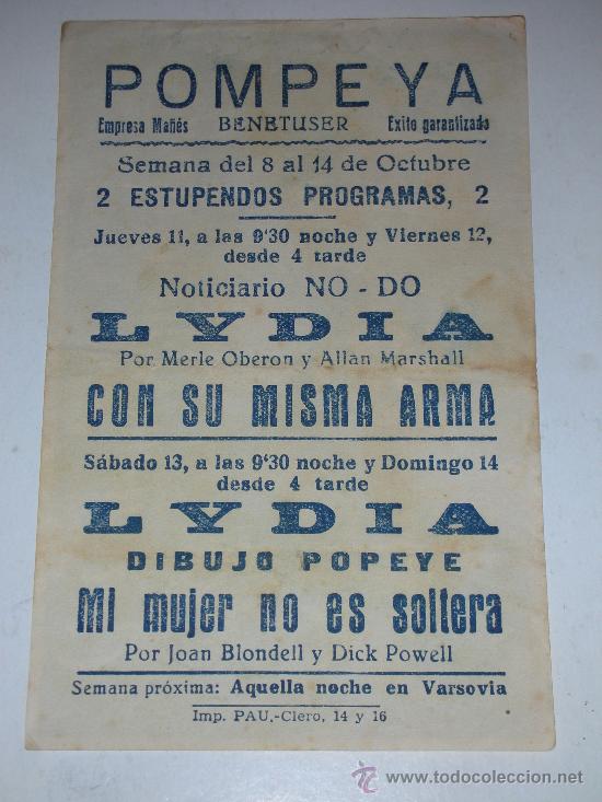 Cine: Programa de mano CON SU MISMA ARMA con Pat OBrian, Edward Arnold y Ruth Terry - Foto 2