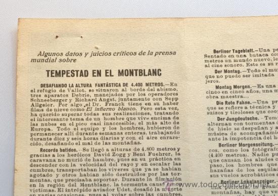 Cine: PROGRAMA DE MANO TEMPESTAD EN EL MONTBLANC. 1932 - Foto 4