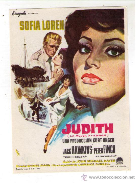 Cine: JUDITH (LA MUJER A-59643) - SOFIA LOREN - 1966 - SIN PUBLICIDAD - Foto 1