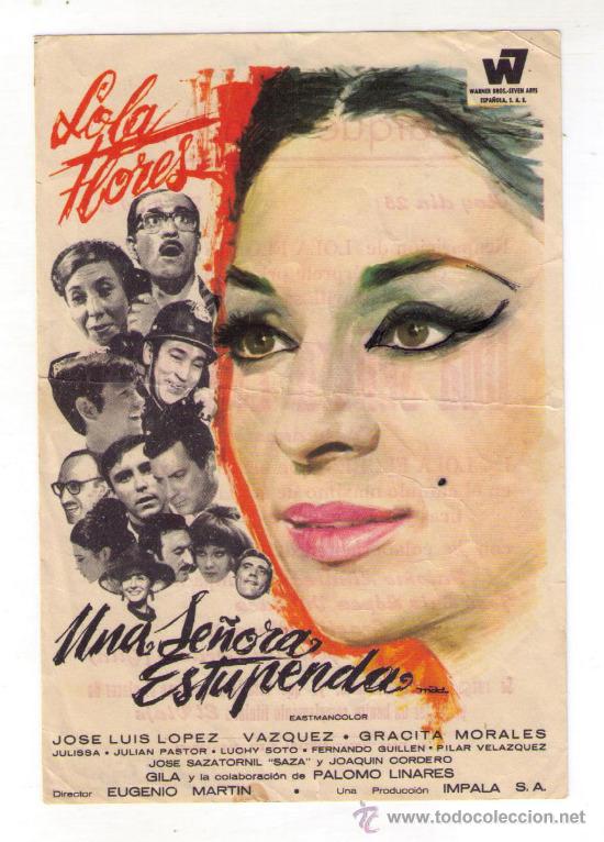 Cine: UNA SE&Ntilde;ORA ESTUPENDA - LOLA FLORES - 1966 - PUBLICIDAD EN PARQUE CINEMA
