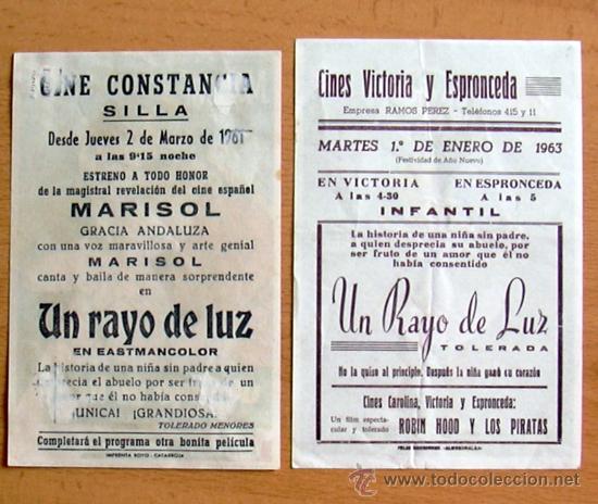 Cine: Un rayo de luz - dos programas diferentes - Marisol - Los dos con publicidad - Foto 2