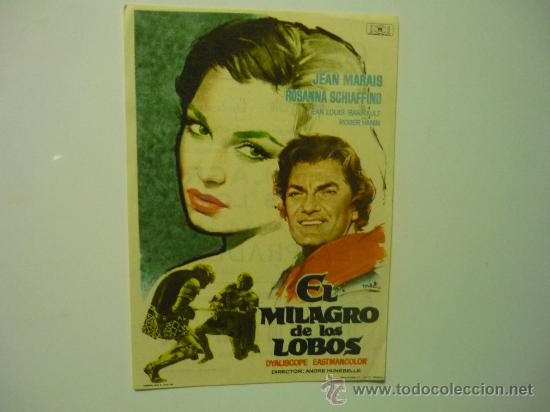  Flyers Publicitaires de films Anciens: PROGRAMA CINE EL MILAGRO DE LOS LOBOS JEAN MARAIS -publicidad kursaal reus