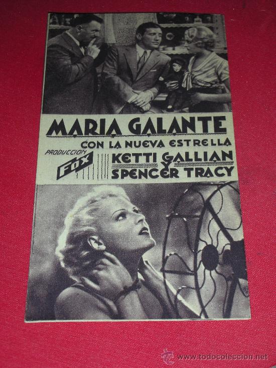 Kino: Programa tarjeta FOX 'MARIA GALANTE' Ketti Gallian y Spencer Tracy