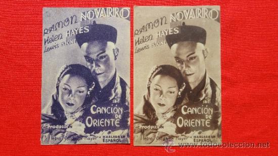 Cinema: CANCION DE ORIENTE, 2 TARJETAS 1940, RAMON NOVARRO, HELEN HAYES, PUBLI CASINO GAVA Y DOMENECH RUBI