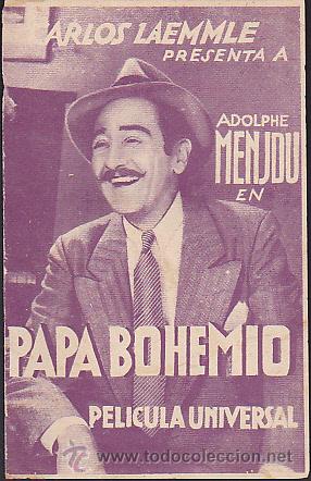 Cine: PROGRAMA DE MANO DOBLE PAPA BOHEMIO A&Ntilde;O 1939 - Foto 1