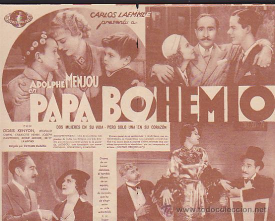 Cine: PROGRAMA DE MANO DOBLE PAPA BOHEMIO A&Ntilde;O 1939 - Foto 2