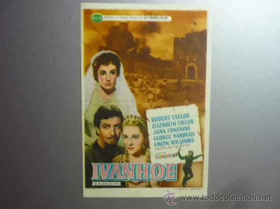 Cine: PROGRAMA CINE IVANHOE .-ROBERT TAYLOR publicidad - Foto 1