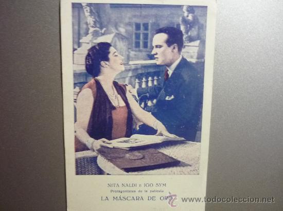 Folhetos de m&atilde;o de filmes antigos de cinema: PROGRAMA CINE LA MASCARA DE ORO -TIPO TARJETA POSTAL