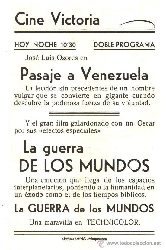 Cine: Parte trasera, publicidad Cine Victoria - Foto 2