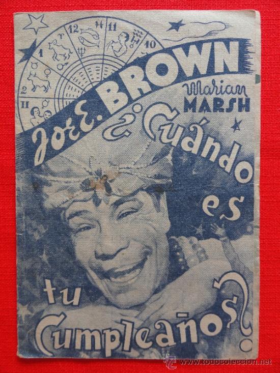 Cine: &iquest; CUANDO ES TU CUMPLEA&Ntilde;OS ? JOE E. BROWN, PROGRAMA DOBLE ORIGINAL, SIN PUBLICIDAD. - Foto 1