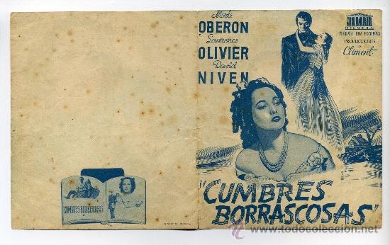 Cine: CUMBRES BORRASCOSAS, con Merle Oberon.