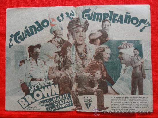 Cine: &iquest; CUANDO ES TU CUMPLEA&Ntilde;OS ? JOE E. BROWN, PROGRAMA DOBLE ORIGINAL, SIN PUBLICIDAD. - Foto 2