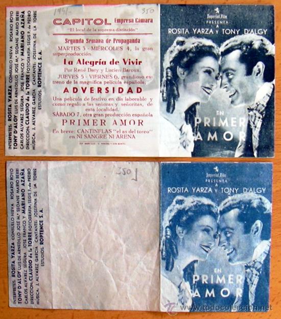 Cine: Primer amor - 2 programas con diferente color de impresi&oacute;n - Con publicidad - Foto 1