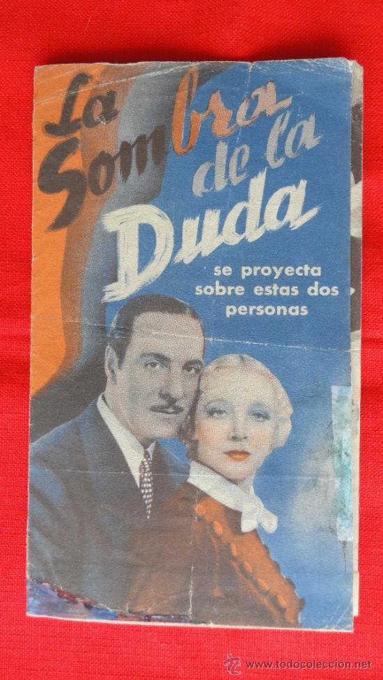Cinema: LA SOMBRA DE LA DUDA, DOBLE ORIGINAL MGM, RICARDO CORTEZ, VIRGINIA BRUCE, SIN PUBLICIDAD