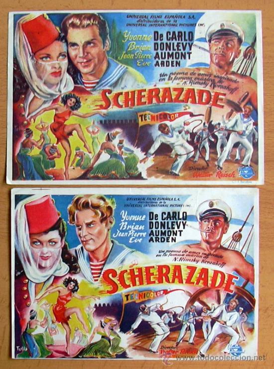  Flyers Publicitaires de films Anciens: Scherazade - 2 programas diferentes - Con publicidad