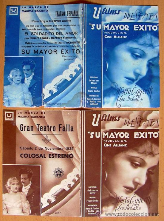 Cine: Su mayor exito - 2 programas con diferente color de impresi&oacute;n - Con publicidad - Foto 1