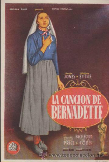  Flyers Publicitaires de films Anciens: La Canci&oacute;n de Bernadette. Solig&oacute;. De 20Th Century Fox. Cine Mari - Le&oacute;n 1946. &iexcl;IM-
