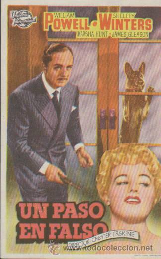 Cine: Un paso en falso. Sencillo de Universal. Cine Dorado  1954.  &iexcl;IMPECABLE!
