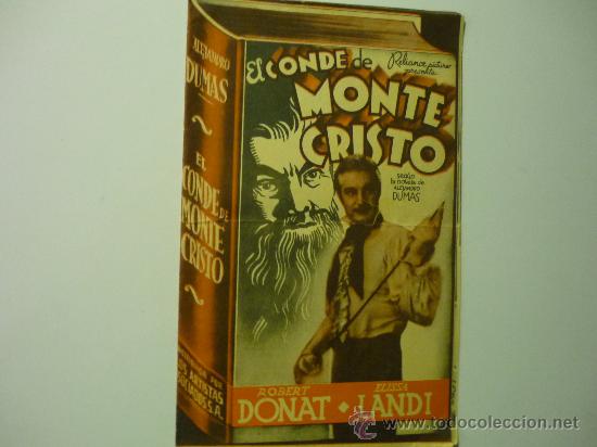 Cine: PROGRAMA CINE DOBLE EL CONDE DE MONTECRISTO- ROBERT DONAT - Foto 1