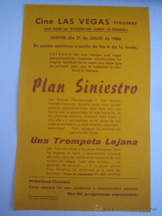 Cine: plan siniestro una trompeta lejana - folleto de mano local original estreno con cine impreso