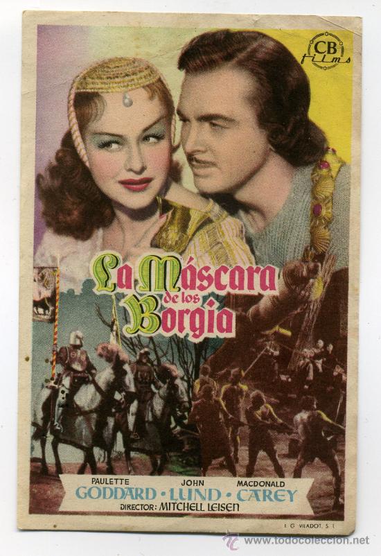 Cine: LA M&Aacute;SCARA DE LOS BORGIA, con Paulette Goddard. - Foto 1