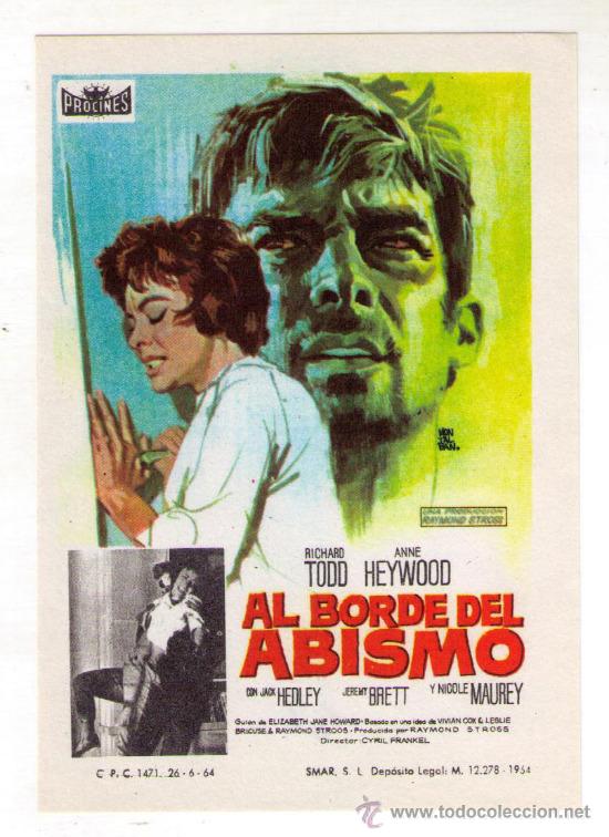 Cine: AL BORDE DEL ABISMO - RICHARD TODD - 1962 - SIN PUBLICIDAD - Foto 1