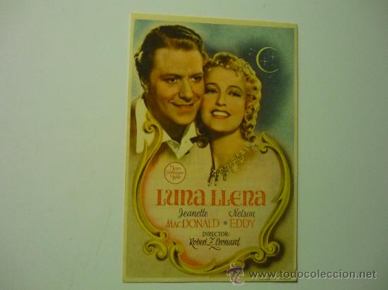 Cine: PROGRAMA CINELUNA LLENA .-JEANETTE MAC DONALD -P&Ugrave;BLICIDAD - Foto 1