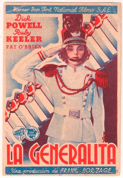 Cine: PTCC 422 LA GENERALITA PROGRAMA TARJETA WARNER DICK POWELL RUBY KEELER - Foto 1
