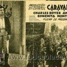 Cine: CARAVANA.- SENCILLO DE CARTULINA. REVERSO ODEON CINEMA. MAYO DE 1935.