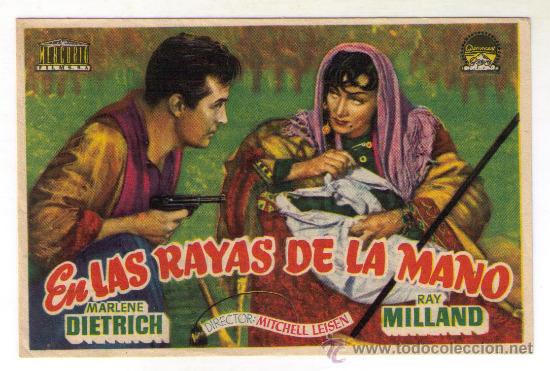 Cine: EN LAS RAYAS DE LA MANO - MARLENE DIETRICH - 1947 - PUBLICIDAD EN CENTRAL CINEMA