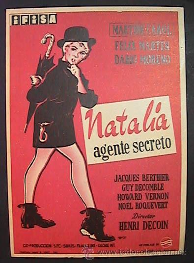  Foglietti di film di film antichi di cinema: NATALIA AGENTE SECRETO,MARTINE CAROL, FELIX MARTEN,  (1/72) FM, SIN PUBLICIDAD, VER FOTO