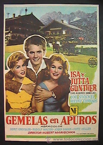  Foglietti di film di film antichi di cinema: GEMELAS EN APUROS,ISA Y JUTTA G&Uuml;NTER,  (1/103) FM, SIN PUBLICIDAD, VER FOTO
