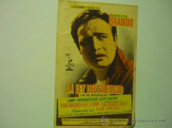 Cine: programa cine la ley del silencio ,.marlon brando publicidad - Foto 1