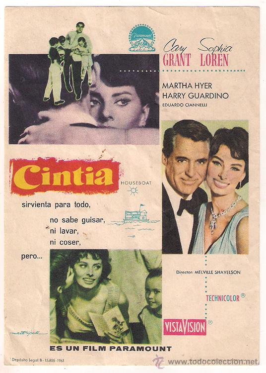 Cine: PTCC 437 CINTIA PROGRAMA SENCILLO PARAMOUNT blanco CARY GRANT SOFIA LOREN raro - Foto 1