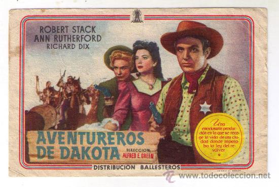 Cine: AVENTUREROS DE DAKOTA - ROBERT STACK - 1941 - PUBLICIDAD EN CENTRAL CINEMA - Foto 1