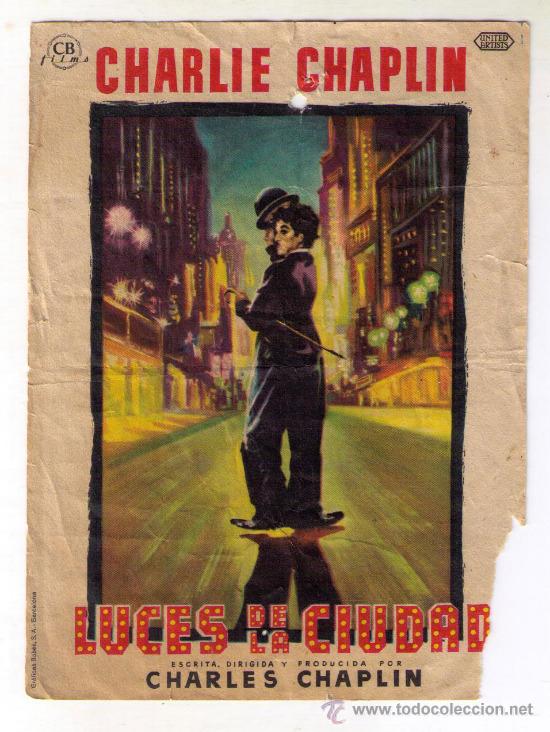 Cine: LUCES DE LA CIUDAD - CHARLIE CHAPLIN - 1931 - PUBLICIDAD EN CINE CERVANTES