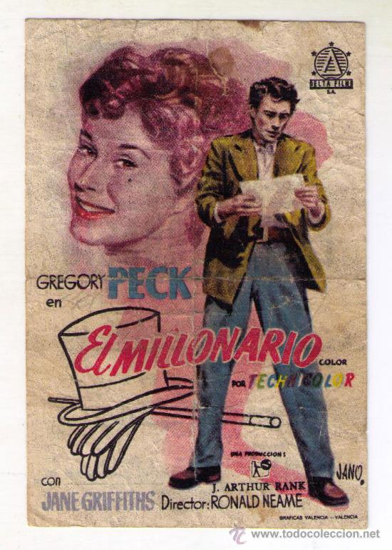 Cine: EL MILLONARIO - GREGORY PECK - 1953 - PUBLICIDAD EN GRAN TEATRO-CINE CAPITOL