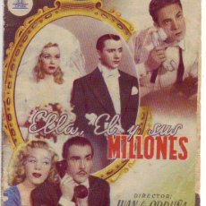  Foglietti di film di film antichi di cinema: ELLA EL Y SUS MILLONES - DOBLE. Lote 34568828