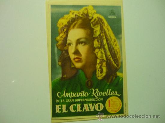 Cine: PROGRAMA CINE EL CLAVO .- AMPARO RIVELLES-PUBLICIDAD bartrina reus - Foto 1