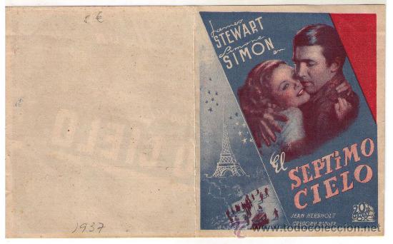 Cine: PROGRAMA DOBLE - EL SEPTIMO CIELO - JAMES STEWART -1937 - SIN PUBLICIDAD