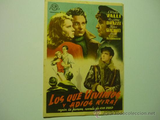 Cine: PROGRAMA CINE LOS QUE VIVIMOS Y ADIOS KIRA- ALIDA VALLI- - Foto 1