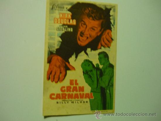 Cine: PROGRAMA CINE EL GRAN CARNAVAL .-KIRK publicidad cine edison-manlleu??? - Foto 1