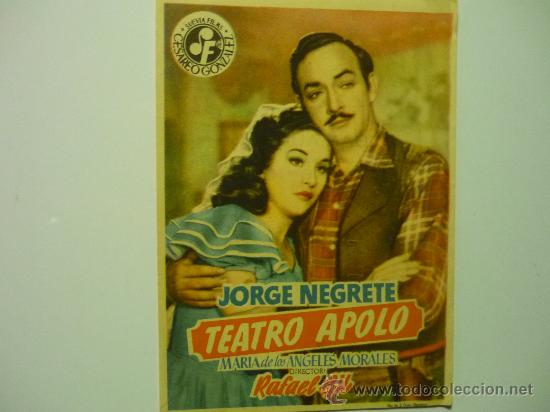 Cine: PROGRAMA TEATRO APOLO .- JORGE NEGRETE PUBLICIDAD - Foto 1