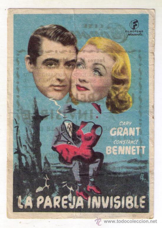 Cine: LA PAREJA INVISIBLE - CARY GRANT - 1937 - PUBLICIDAD EN CINE CONSULADO