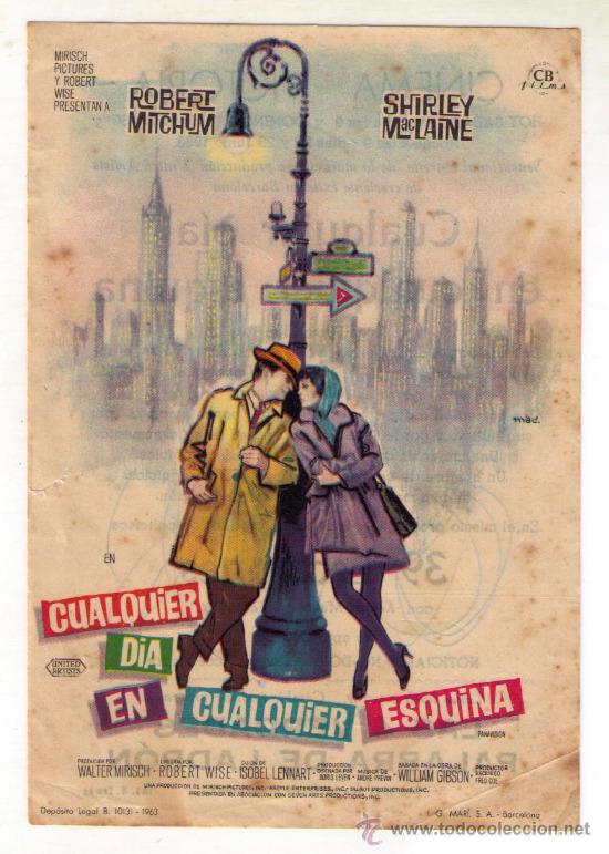 Cine: CUALQUIER DIA EN CUALQUIER ESQUINA - ROBERT MITCHUM - 1962 - PUBLICIDAD EN CINEMA VICTORIA
